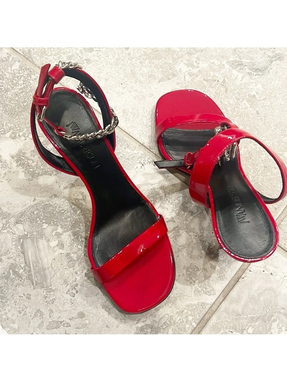 JW Anderson Chain Ankle Strap High Heel Sandals in Red, Size 37.5 New in Box